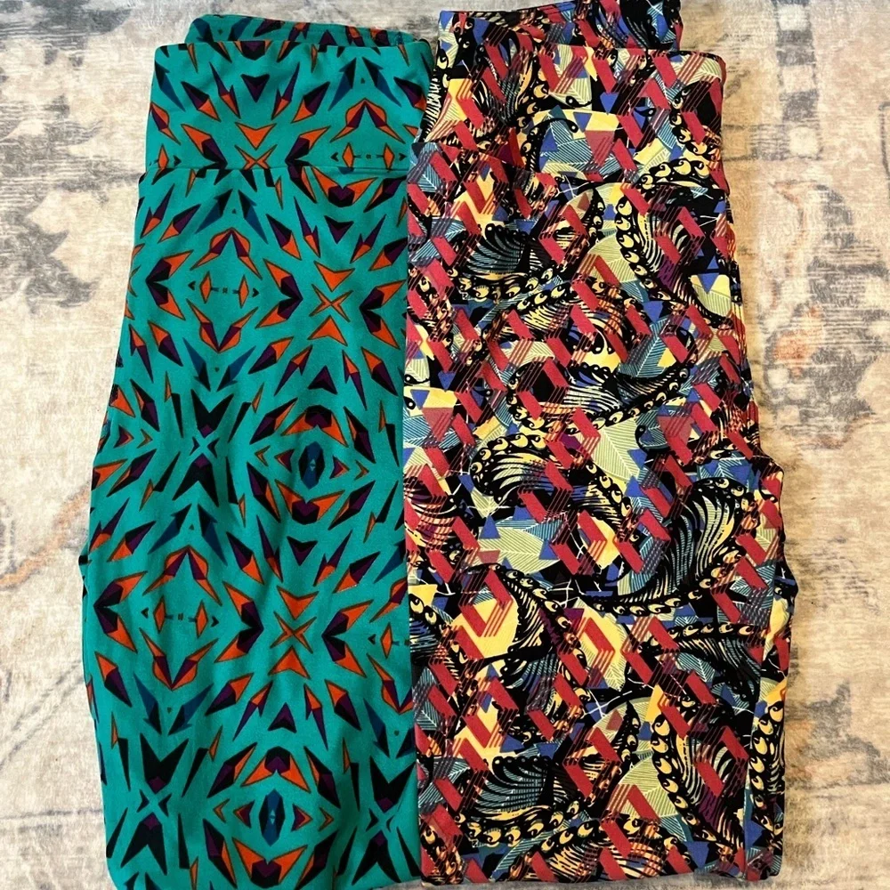 LuLaRoe One Size Colorful Patterned Leggings Set of 5 - Picture 3 of 3